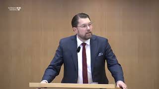 Vi måste stoppa islamismens utbredning i Europa – Jimmie Åkesson i riksdagens partiledardebatt [upl. by Fidel]