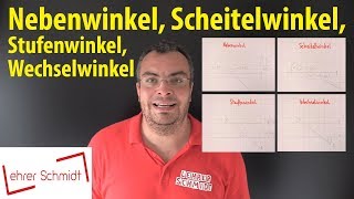 Winkelpaare Nebenwinkel Scheitelwinkel Stufenwinkel Wechselwinkel  Lehrerschmidt [upl. by Tamqrah]