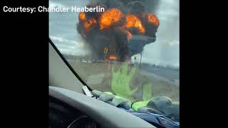 I 70 Tanker Fire Explosion caught on camera [upl. by Ignatzia]