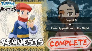 Pokemon Legends Arceus Request 22 Walkthrough quotEerie Apparitions in the Nightquot Wisp Location Guide [upl. by Evanthe]