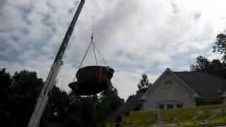 Fiberglass Pool Installation going over house Part 1 of 2 [upl. by Indira]