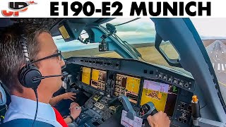 Piloting EMBRAER 190E2 into Munich Airport  Cockpit Views [upl. by Mohorva662]