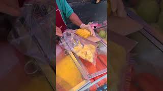 Thai street vendor slicing my pineapple at Bangkok street market 102024 [upl. by Vivie]