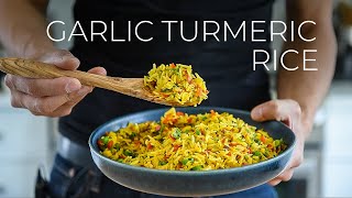 Quick Garlic Turmeric Rice Recipe for DINNER TONIGHT [upl. by Amzaj]