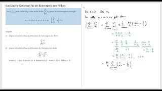 Das CauchyKriterium für die Konvergenz von Reihen [upl. by Shiau364]