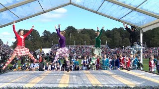 Braemar Gathering 2017  Highland Reel dance with male amp female competitors during highland games [upl. by Barger]