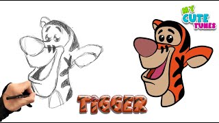 How to Draw Tigger from Winnie the Pooh  Easy Step by Step [upl. by Losse]