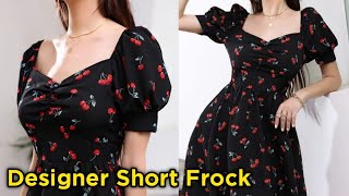 DIY new Designer short frock cutting and stitching  stylish western frock cutting and stitching [upl. by Rabassa]