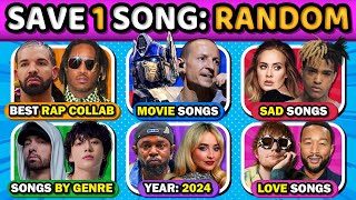 Save One Song RANDOM Rules 1 6 Songs quiz Newer Challenging Rules  Music Quiz 2025 [upl. by Lin]