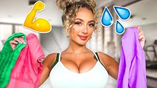 HOT GYM OUTFIT TRY ON HAUL CHALLENGE 😍  Toni Camille [upl. by Tarryn112]