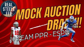 Mock Auction Draft 10 Team PPR ESPN Fantasy Football 2024 [upl. by Kristo836]