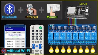 Home Automation using ESP32 Bluetooth and IR remote control Relay  ESP32 Projects 2021 [upl. by Alyek]