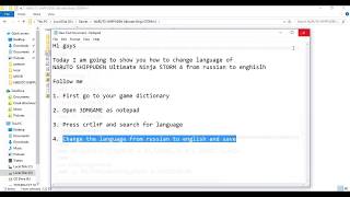 How to change language of Naruto Shippuden Ultimate Ninja Storm 4  From Russian to English [upl. by Harneen]