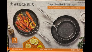 Henckels Capri Notte Granitium 3piece Fry Pan Set Review [upl. by Nosnorb]