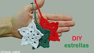 Adorno estrellas de navidad tejidas a crochet paso a paso [upl. by Illyes504]