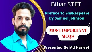 MCQS On Preface To Shakespeare by Samuel Johnson Bihar STETMost important questions answers [upl. by Darby]