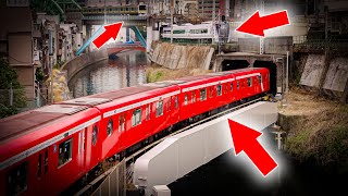 Three Trains Crossing Kanda River at Akihabara [upl. by Hannasus]