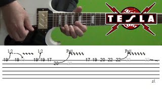 Tesla  Modern Day Cowboy  Guitar Solo Lesson with Tabs [upl. by Cecilia301]