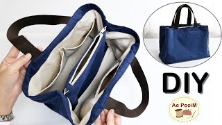 DIY Tote Bag with Divider  Multipockets inside [upl. by Polky100]