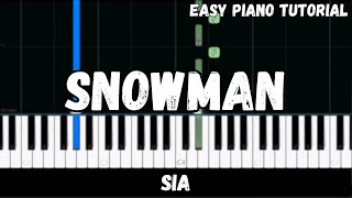 Sia  Snowman Easy Piano Tutorial [upl. by Anabel843]