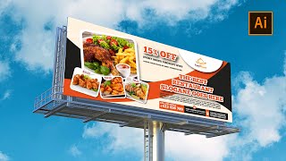 Restaurant Billboard Banner Design  Illustrator Tutorials [upl. by Rehotsirhc]