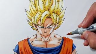 How to draw Goku Super Saiyan  Step by Step Tutorial [upl. by Meredith]