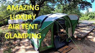 Gorgeous Glamping Air Tent Setup  Small Tent Kampa Brean 3 Cooper Lake [upl. by Kcinimod233]