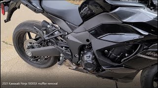 2021 Kawasaki Ninja 1000SX exhaust slipon removal and sound comparison [upl. by Eirruc]