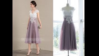 Elegant TeaLength Chiffon Mother Of The Bride Dress  JJs House [upl. by Bronez223]