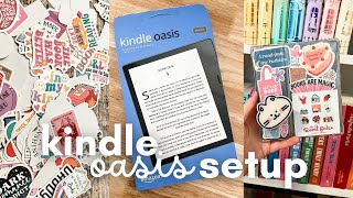 set up my kindle oasis with me 📖💖 stickers case amp more [upl. by Attelocin]