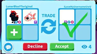 😱🦄HUGE WIN I TRADED MY EVIL UNICORN AND MEGA KOI CARP FOR THIS OUTGAME MEGA PET ADOPT MEadoptme [upl. by Oivalf384]