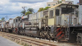 Trem de socorro com as locomotivas GT46ACe indo para a EMD em Sete Lagoas MG e passando por Cajuru [upl. by Anyar]