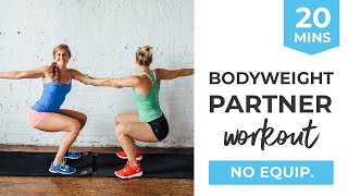 Bodyweight Partner Workout  8 Exercises To Do with a Friend [upl. by Aihsar94]