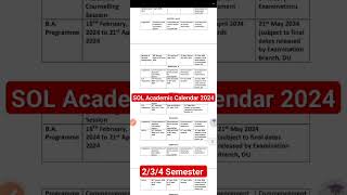 SOL Academic Calendar 2024 For 2nd  4th  6th Semester students  Classes Exams Assessment Etc [upl. by Cassil]