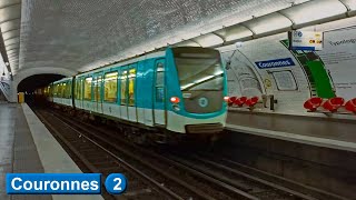 Couronnes  Line 2  Paris métro  RATP MF01 [upl. by Naginarb]