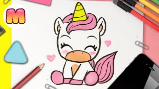 COMO DIBUJAR UN UNICORNIO KAWAII 🌸 aprender a dibujar y colorear 🌸 dibujos de unicornios facil [upl. by Caldera]