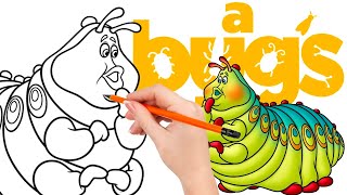 How to draw Heimlich an obese lime caterpillar  A Bugs Life [upl. by Aikemat]