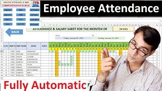 How to make an automated attendance sheet in excel  Attendance and salary sheet in excel in hindi [upl. by Ahsik]