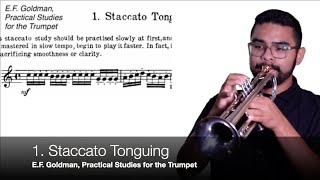 1 Staccato Tonguing  EF Goldman Practical Studies for Trumpet [upl. by Utir]