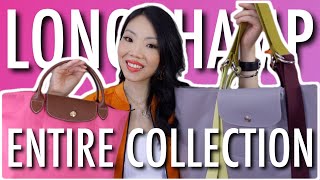 ENTIRE LONGCHAMP LE PLIAGE BAG COLLECTION Review 10 Size Comparison amp Organizers  FashionablyAMY [upl. by Leahey]