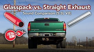 Cherry Bomb® Glasspack vs Straight Exhaust Pipe  Sound Comparison  53L Chevy [upl. by Coplin]