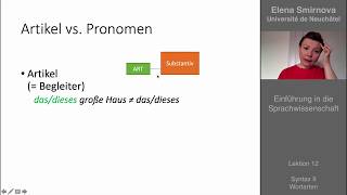 Einführung in die Sprachwissenschaft Thema 12  Syntax Wortarten [upl. by Miarhpe125]