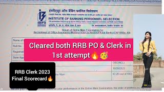 💯Selected in both RRB PO amp CLERK🥳🎯My RRB clerk 2023 Final Scorecard🔥rrb rrbclerk rrbpo result [upl. by Jolda]