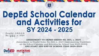 DepEd CALENDAR for School Year 20242025 Guidelines [upl. by Sakiv962]