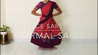 Tie Bharathanatyam Practice Saree Using A Normal Saree  Lakshmi Venkatesh Easy method [upl. by Emmet108]