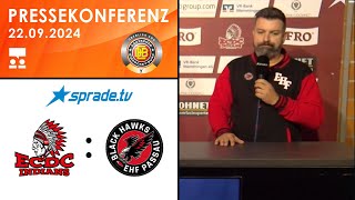 22092024  Pressekonferenz  ECDC Memmingen Indians vs EHF Passau Black Hawks [upl. by Adora]