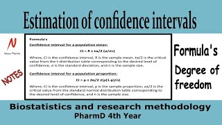 Estimation of confidence intervals​ ​ Biostatistics and Research methodology  PharmD 4th year [upl. by Tocs225]