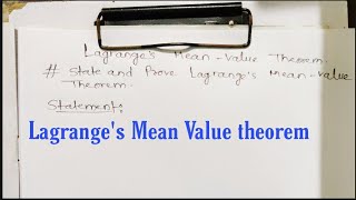 State and Prove Lagranges Mean Value theorem  BScBA Maths [upl. by Llecrep362]