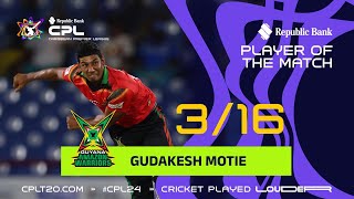 Gudakesh Moties MAGNIFICENT Performance  CPL 2024 [upl. by Hunley815]