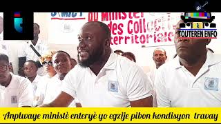 Sendika anplwaye ministè enteryè yo egzije minis enteryè a PM Garry Conille pibon kondisyon travay [upl. by Rolanda981]